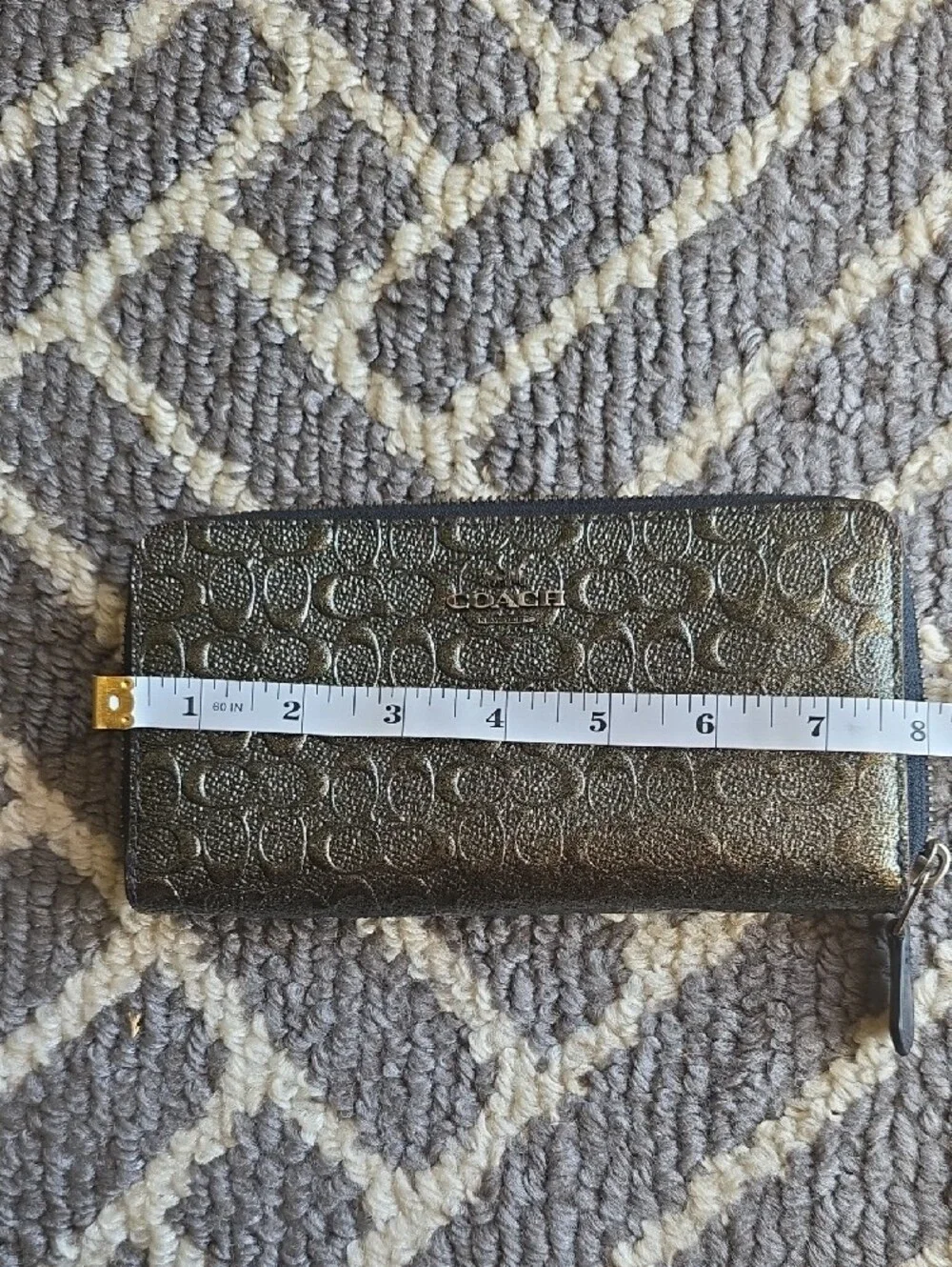 Coach Metallic Bronze Signature Zip Wallet